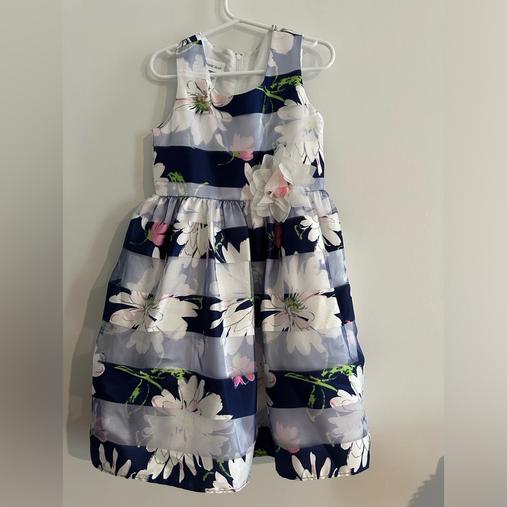 Bonnie Jean White and Blue Tiered Sundress for Weddings